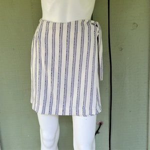 CLUB MONACO Blue White Striped Faux Wrap Skirt 0